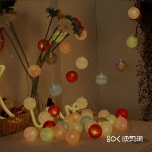 10/20LED String Lights Battery Cotton Balls Christmas Garland Fairy Light Novelty Lamp Chain for Home Wedding Party Decoration