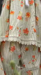 [PRE ORDER : 10 DAYS] Heavy Pure Natural Crepe Designer Suit Set with Fancy Sleeves Farshi Pant and Nazmin Dupatta _5362