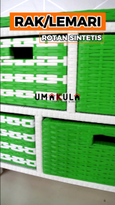 Rak Lemari Rotan Sintetis 6 Laci Bufet Buffet Meja TV 43 Inci Ruang Tamu Minimalis Serbaguna Murah