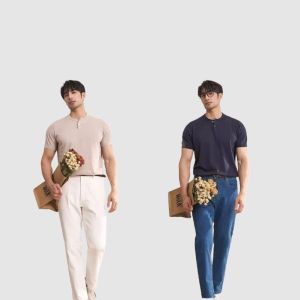 Henley Roxy hitam 100% kaki lelaki lelaki panjang panjang baju Henry kolar panjang kemeja t lelaki lelaki baju baju