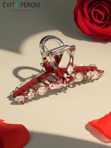 EVITA PERONI | "White Rose & Red Rose" Series Rose XL Shark | Hair Clip | High Quality Hair Clip | Hair Accessories