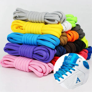 เชือกผูกรองเท้าทรงรีโพลีเอสเตอร์แบนทนทานเชือกผูกรองเท้ากีฬาครึ่งวงกลมรองเท้าลำลองคลาสสิกเชือกผูกรองเท้าสำหรับผู้ใหญ่ยู ไนเซกซ์