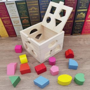 Mengshi Mầm Non Dụng Cụ Giáo Dục Bằng Gỗ Ghép Nối Khối Mười Ba Lỗ Hình Học Trí Thông Minh Hình Hộp Cho Trẻ Em 1-2-3 Tuổi