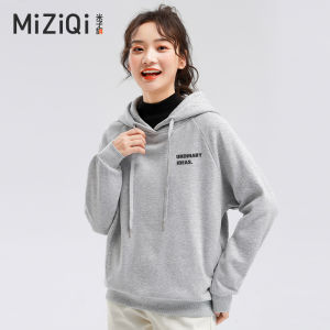 Mizhiqi Womens Hoodie Sweatshirt Thin Spring Autumn Pink Loose Fit Overhead Korean Style Printed Long Sleeve Streetwear