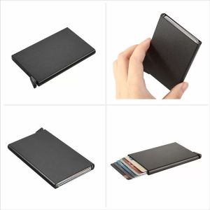 Aluminum Alloy Credit Card Box 6 Cards Automatic Clip Automatic Credit Card Coin Metal Multi Card Slot Card Sleeve (Black/Silver/Rose Gold/Gold)