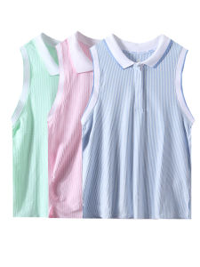 Ladies Golf Short Sleeve Polo T-Shirt Elastic Quick Dry Sport Powder Blue Top Fashionable Casual Womens Vest Summer Wear