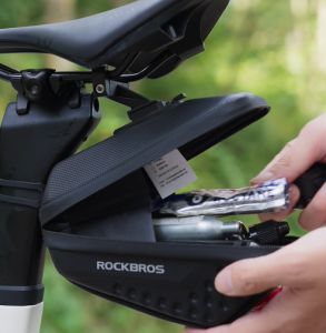 ROCKBROS Bicycle Saddle Bag with Taillight EVA Hard Shell Stable MTB Road Bike Bag Adjustable Bicycle Rear Bag