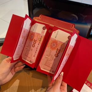 2026 Reversible Luxury Red Envelope 6/10Slots Money Packet Opening Door Welcome Wealth Gift for Housewarming Chinese New Year Angpao