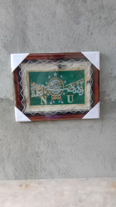 Hiasan Kaligrafi Kulit Kambing Lambang NU Hijau