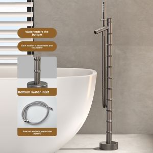 MEIZIJIE | Gun Gray Bamboo Style Floor Standing Bathtub Faucet