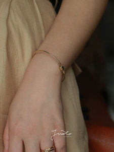 Jwooco Original Handmade American 14K Gold Injection Bracelet Female Special-Interest Design Gilded Minimalist Extremely Fine K Gold Bracelet Female