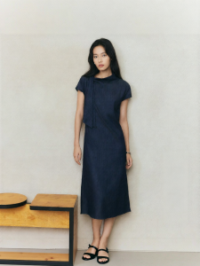 Eastern Light | Retro Style A-Line Dress Tencel Denim
