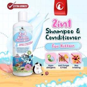 Olive Care Shampo & Conditioner Kucing KITTEN 2in1 untuk Jamur Kutu Bulu Rontok Lebatkan Bulu aman untuk Kitten