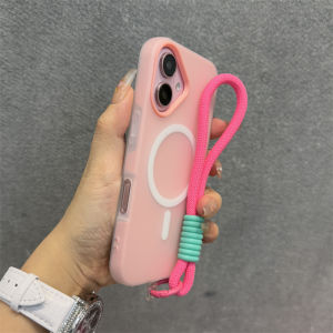 Dele Applicable 17 16 Phone Case Deep Pink Jelly Skin Feel iPhone 16 pro Max Magnetic Attraction New Model 2 in 1 15 pro Unique 14 Simple Large Hole 13 Couple 12 Men Women 16 plus