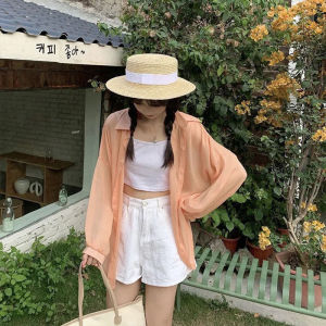 Yosiciliyy Sunscreen Chiffon Shirt Coat Women Thin Long-sleeved Top防晒衣