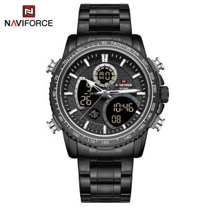 NAVIFORCE Original Man Watch Dual Display Digital Waterproof Watch Casual Outdoors Stainess Steel Strap Watches with Chronograph Alarm Date