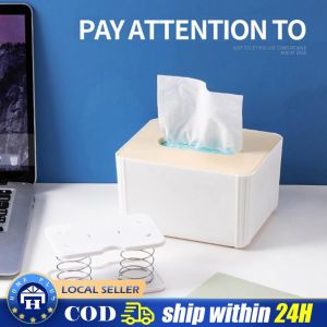 【Local Delivery】 Spring Tissue Box Presents Box Spring Tray Creative Automatic Bouncer Paper Towel Inner Holder Elasticity Tray Accessories LZC-Tissue-Box-Spring