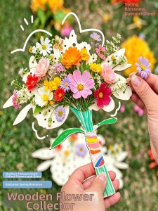 Children DIY Outdoor Floral Collector Wooden Paintable Figure