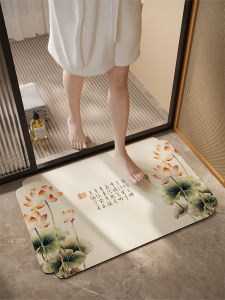 Absorbent Bathroom Mat Chinese Style Lotus Anti-Slip Door Mat Toilet Carpet Home Use Silicon Dendroid Floor Rug Customizable