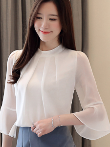 Áo Sơ Mi Chiffon Tay Giữa Dáng Rộng Cho Nữ Mùa Hè 2025 Phong Cách Mới Thanh Lịch Tay Ngắn Áo Thun Tay Lửng Áo Sơ Mi