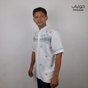 Holyape Baju Koko Muslim Medium Jumbo Lengan Pendek Polikatun Putih Tulang 12 Safiina