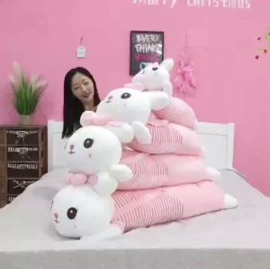 gấᴜ Bông Thỏ Nằm áo sọc Gối ôm Thỏ đáng yêu Tặng Bé hàng lᴏại 1 an toàn cho Bé gối ôm cho bé gối ôm dài hình thú K2T4