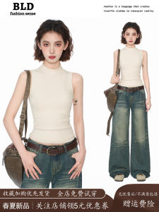 Áo Len Dệt Kim Cổ Cao Kiểu Mỹ Không Tay Mùa Hè Áo Ba Lỗ Không Tay Gợi Cảm Áo Khoác Ngoài Cho Nữ