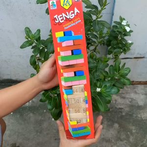 [ Size lớn 72 miếng gỗ- 12kg - 4 hột xúc xắc 6 mặt -  video thực tế] Bộ Trò Chơi Rút Gỗ Jenga Wooden Toys Gỗ Xịn An Toàn Cho Bé