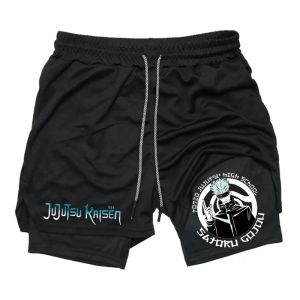 Anime Jujutsu Kaisen Compression Shorts for Men Quick Dry Athletic Shorts Pocket Performance Gym Workout Fitness 2 in 1