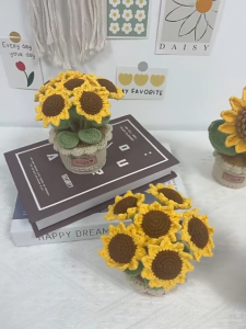 TURTLE Crochet Mini Potted Flower Colourful Office Decor Living Room Decoration