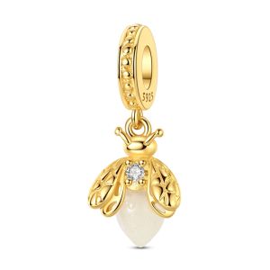 Mặt Dây Chuyền Chuỗi Hạt Hình Đom Đóm Bạc Sterling 925 Nguyên Bản Mula Dùng Làm Vòng Tay Tự Chế Charm Zircon Phát Sáng Cổ Điển Quà Tặng Nữ Trang.