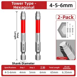 DAIENGONGJU | Tungsten Steel Magnetic Impact Resistant Screwdriver Bit Hex Shank Long