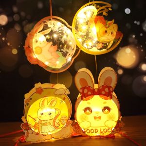 Chinese Lantern DIY Mid Autumn Festival Rabbit Lantern Chinese New Year Decoration LED Handmade Chinese Lamp Christmas Pendant Lamp