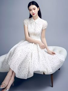 HANCHUN | High-End Chiffon Acetate Summer Slim Waist Dress