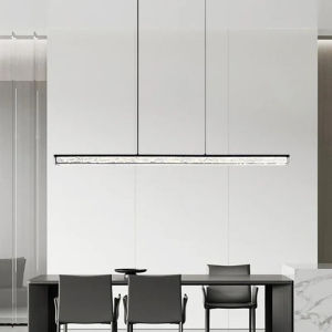 [ลดแสงระยะไกล] โคมระย้า LED มินิมอลลิสม์ขนาด100ซม. สำหรับห้องรับประทานอาหารห้องครัวบาร์ห้องรับแขกห้องนอนโคมไฟแขวนเรซินดีไซน์แบบจี้สีดำ
