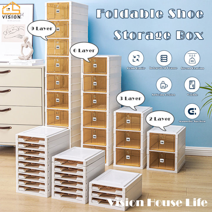 Vision Foldable Shoes Rack Stackable Drawer Type Shoe Box Multi