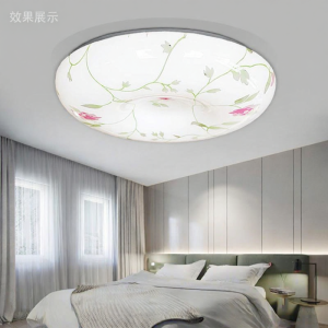 Bedroom Circular Replacement Ceiling Lamp Shade with Iron Base and LED Kit