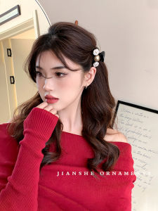 Elegant Pearl Camellia Hair Clip Versatile Princess Style Side Bangs Top Clip Fresh out Fashion Hair Accessories