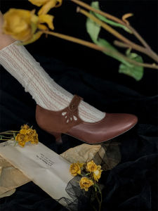 Xuxing | Rose Lover Republic of China Retro Wine Cup Heel Womens Genuine Leather Shoes Cheongsam Vintage Matching Fall and Winter High Heel