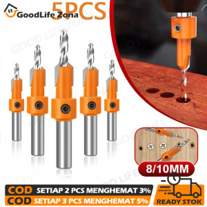 5PCS Mata Bor Shanks Pembuat Lubang Kayu Sekrup Pengerjaan Kayu HSS 2.8-4 mm Flute Countersink High Quality