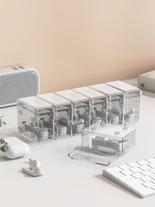 กล่องเก็บสายชาร์จแบบแยกช่องพร้อมฝาปิดสำหรับจัดระเบียบสายคอมพิวเตอร์และโทรศัพท์มือถือ