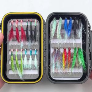 24PCS Minnow Flies Kit Epoxy 3D Fish Eye Minnow Wounded Minnow Fly Set Baitfish Streamer Trout Bass Steelhead Fly Fishing Lures