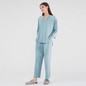 ChunDu Lyocell Cotton Nightgown Womens Summer New Short Sleeve Lightweight Home Clothes Set Thin Style Comfortable Sleepwear
