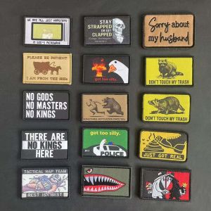 Funny Animals with Classic Saying Morale Badge Fabric AppliqueGOOSECATMouseRatRaccoonBear Tactical Patch For clothingHat