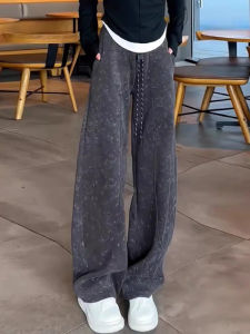 Zhen Dye Big Size Womens Pants Fall Winter Trendy Slim-fit Wide Leg Pants