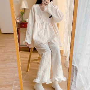 Pure Cotton Sleepwear Maternity Clothes Postpartum Nursing Home Clothes Outerwear V-Neck Long Sleeve Comfortable Home Clothes