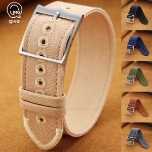 20mm 22mm Military Nylon Replacement Watch Bands Ribbed Canvas Fabric Watch Strap Soft Universal Army Sport Bracelet Accessories