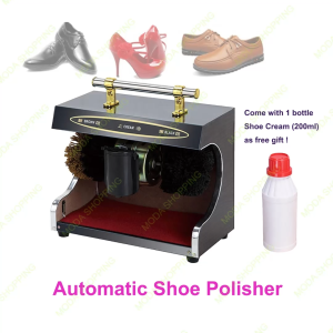 Compact 38x36x21cm Electric Shoe Polisher Auto-Start Shoe Shine Machine with 200ml Cream Ideal for Hotel Office Home Use