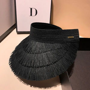 Bohemian Tassel Empty Top Straw Hat Women Summer Sunshade Beach Travel Casual Style Wide Brim Hat Spring Summer Autumn