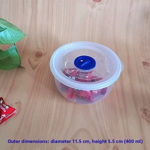 Small round Plastic Microwave Safe Sample Box Noodle Bowl Food Packaging Container with Air Holes for Food Preservation